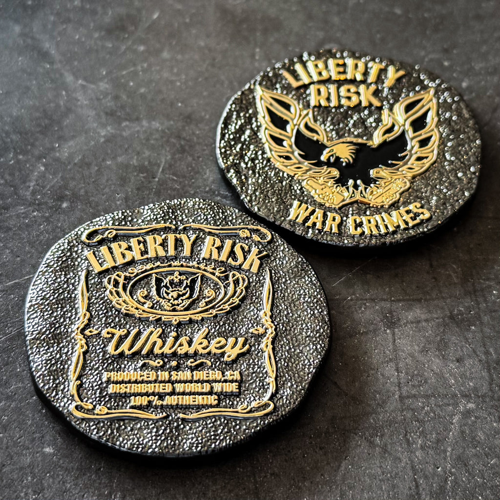 Whiskey & War Crimes Black & Gold Coin